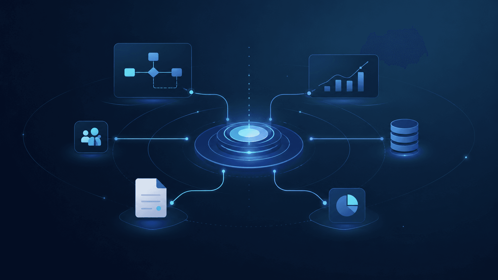 Operations team reviewing a connected business dashboard together