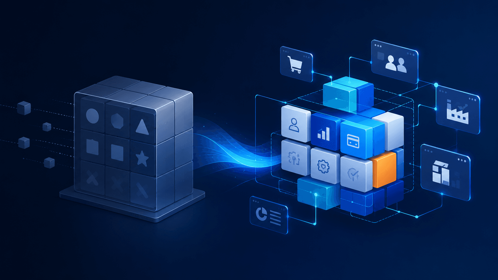 Two business software interfaces shown side by side for comparison